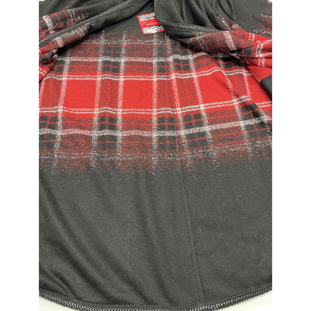 NWT Simon Chang Womens Red Plaid Wool Blend Open Cardigan Shawl Sz 8‎ - Picture 10 of 11